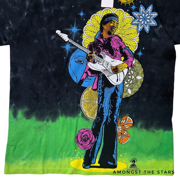 Urban Outfitters Liquid Blue Jimi Hendrix Bright Tie Dye T-Shirt - Picture 6 of 8